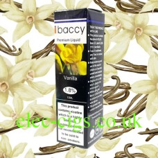image shows iBaccy 10ml E-liquid Vanilla