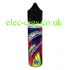 Image shows a bottle containing the Apple and Blackcurrant 50 ML E-Liquid 50-50 (VG/PG) by Scripture