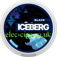 Lid of tin show with all the detail on for the Iceberg Black (Tutti Frutti) Slim Nicotine Pouches 