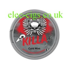 Image shows the tin of Killa Cold Mint Nicotine Pouches