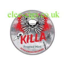 Image shows the tin of Killa Frosted Mint Nicotine Pouches