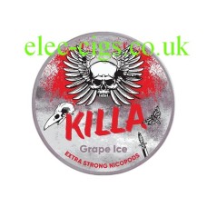 Image shows the tin of Killa Grape Ice Nicotine Pouches