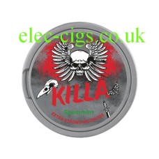 Image shows the tin of Killa Spearmint Nicotine Pouches