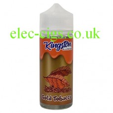 A bottle of Kingston 100 ML Gold Tobacco E-Liquid 